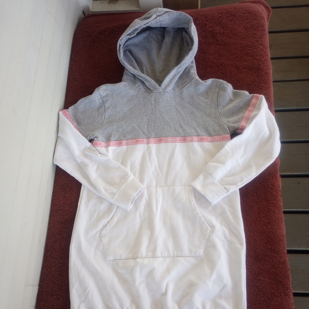 DKNY girls long sweater hoodie size L(12)